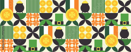 Modern Geometric St. Patrick’s Day Seamless Pattern