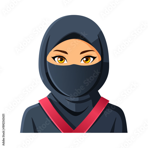 Women Ninja mascot with sleek masked face