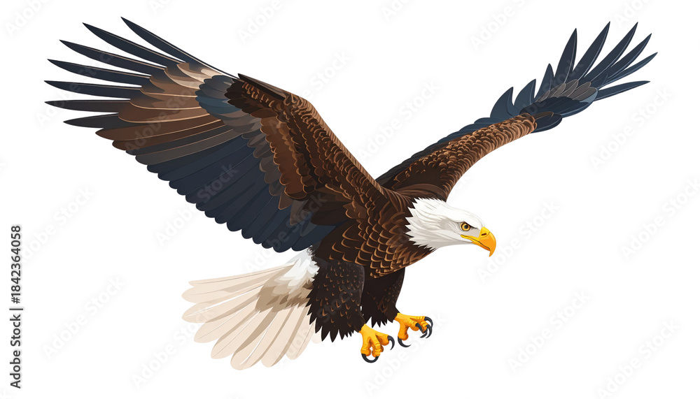 Fototapeta premium a flying eagle isolated on transparent background.
