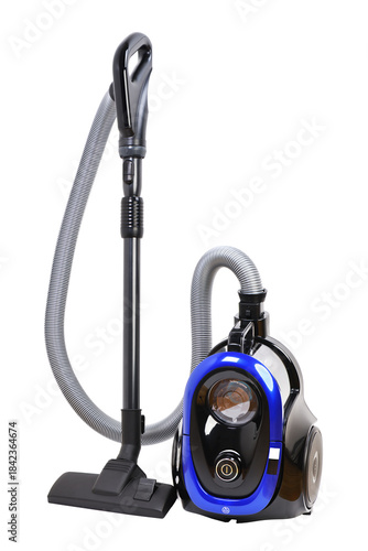 New vacuum cleaner with hose and tube for house cleaning isolated on white background.