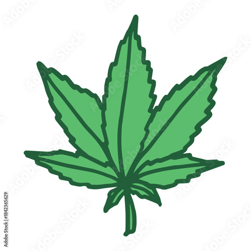 Hand drawn cannabis leaf Medicine marijuana Hemp leaves clipart in doodle style Single element for print, web, design, decor