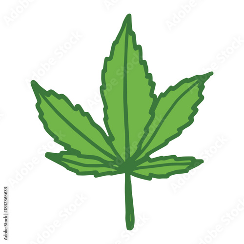 Hand drawn cannabis leaf Medicine marijuana Hemp leaves clipart in doodle style Single element for print, web, design, decor