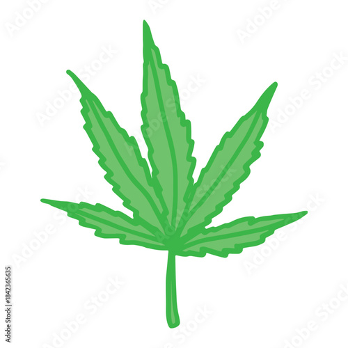 Hand drawn cannabis leaf Medicine marijuana Hemp leaves clipart in doodle style Single element for print, web, design, decor