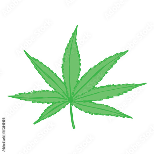Hand drawn cannabis leaf Medicine marijuana Hemp leaves clipart in doodle style Single element for print, web, design, decor