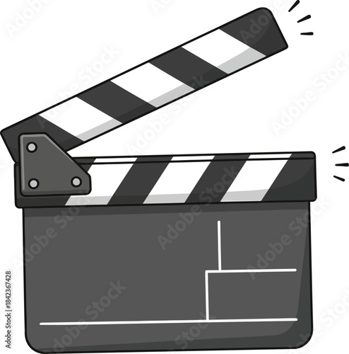 Film Clapperboard Icon, Movie Slate Clipart, Cinema Production Illustration