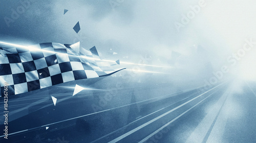 Blue-Silver Futuristic Racing Banner – Clean Grunge Motorsport Design