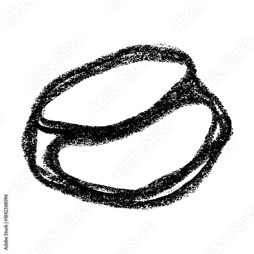 Hand drawn fresh roasted coffee bean Arabica robusta seed doodle Single element for print, web, design, decor