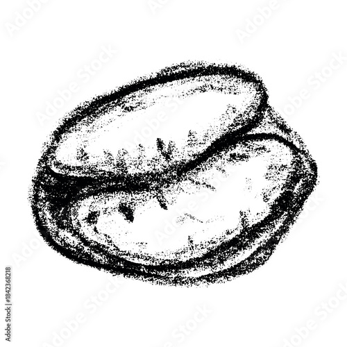 Hand drawn fresh roasted coffee bean Arabica robusta seed doodle Single element for print, web, design, decor