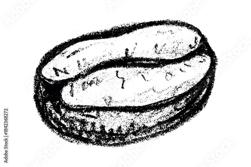 Hand drawn fresh roasted coffee bean Arabica robusta seed doodle Single element for print, web, design, decor