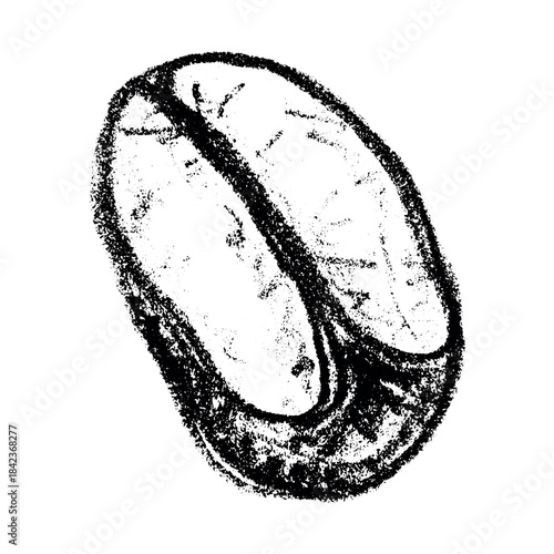 Hand drawn fresh roasted coffee bean Arabica robusta seed doodle Single element for print, web, design, decor