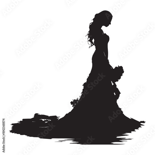 vector silhouette of a woman in a dress