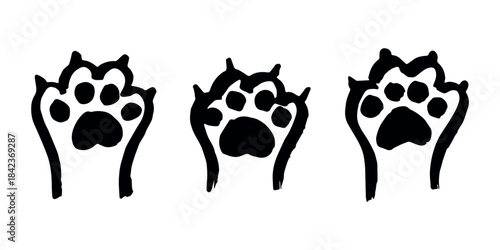 Set of hand drawn cute cat's paw Cat, dog, animal footprint in doodle style Single element for print, web, design, decor, greeting cards, children's prints