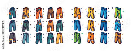 Colorful cartoon workwear and casual pants collection