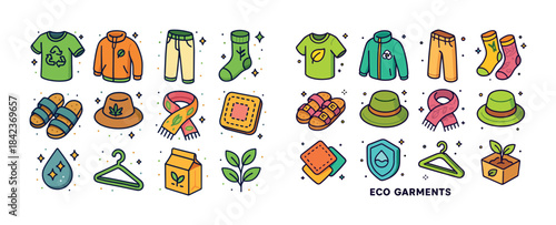 Eco-friendly clothing and accessories collection with recycled m