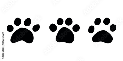 Set of hand drawn cute cat's paw Cat, dog, animal footprint in doodle style Single element for print, web, design, decor, greeting cards, children's prints