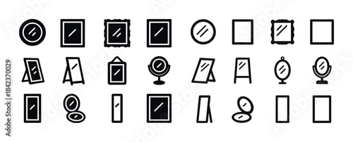 Collection of various mirror icons in different shapes and frame