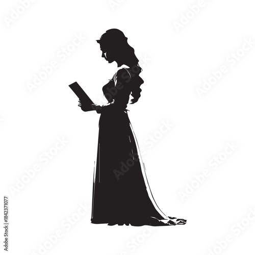 silhouette of a bride woman