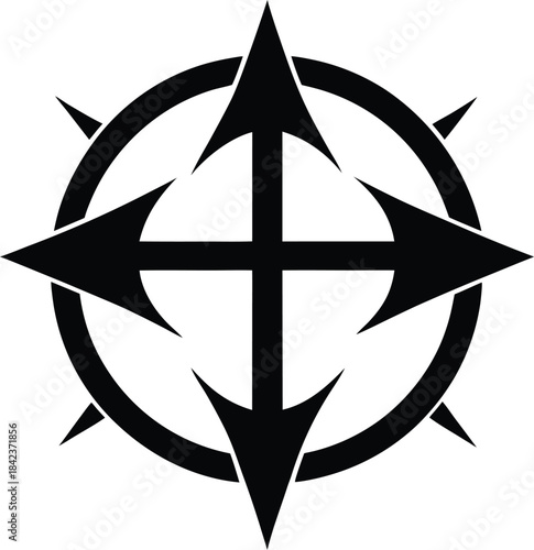 Stylized Black Compass Rose Symbol