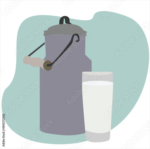 milk jug and glass filled with milk

