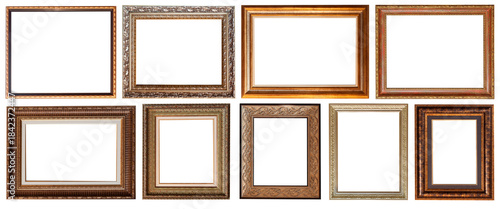 set of paintings frames isolated on white background