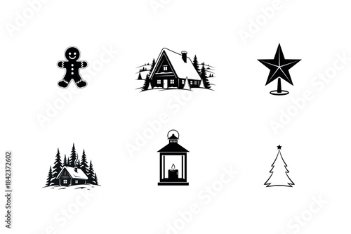 Christmas element design black and white