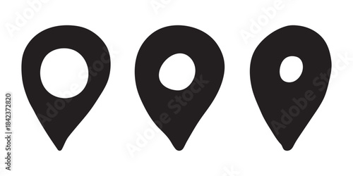 Set of hand drawn map pin Map marker pointer sign GPS and mapping tools Location pin symbol Pinpoint clipart in doodle style Single element for web, design