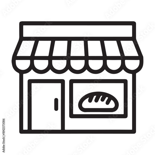 Simple bakery shop facade with bread display