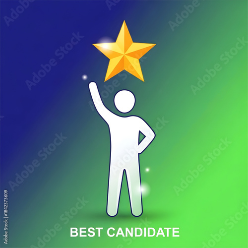 man with star Best Candidate concept