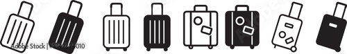 suitcase icon set, luggage icons, minimal travel icons, Valise, Baggage icons set. Luggage, travel bag, suitcase symbols. Vector icons, luggage pattern icons, travel-themed icon collection