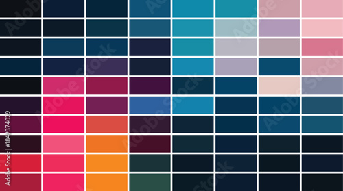 Deep Marine Blue and Contrast Pops Color Palette | Moody Grid Swatches