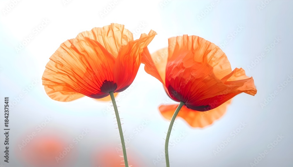Fototapeta premium poppy flowers in the sunset