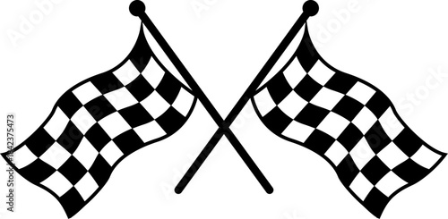 Racing finish flags for competition and victory, checkered race symbol icon
