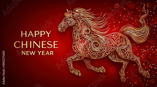 Golden horse illustration for Chinese New Year