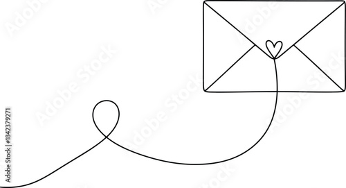 Love letter envelope with heart shaped seal