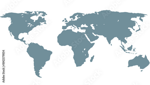 World map. Grey modern vector map. Silhouette map.