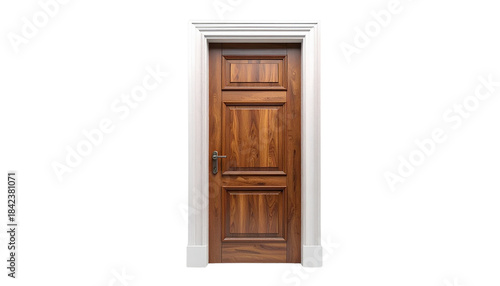 High-resolution isolated door frame on transparent background, clean architectural detail, straight-on view, sharp edges, perfect lighting.
