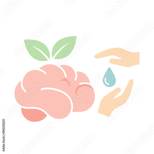 Brain Health and Wellness with Water and Plant Growth.