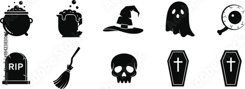 Halloween symbols and icons set
