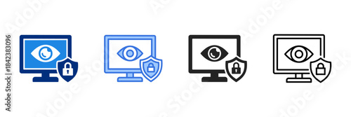 Security Monitoring Icon Set Multiple Style Vector Illustration. 