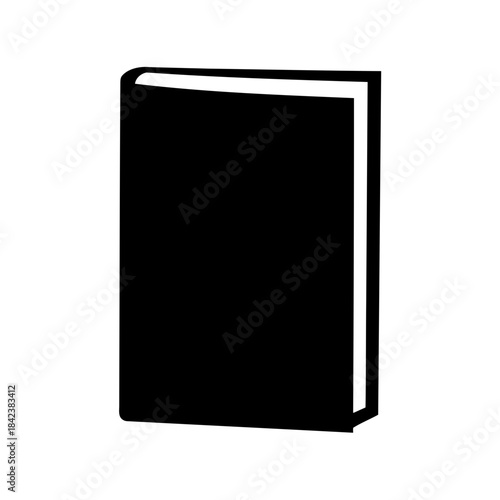 Simple black book illustration with a white edge isolated on white background