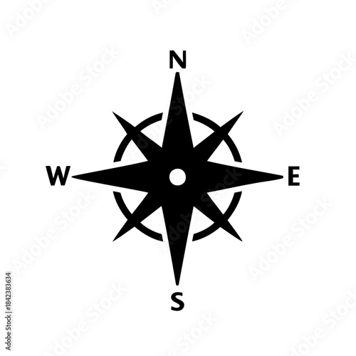 A classic navigational compass rose featuring North, East, South and West indicators