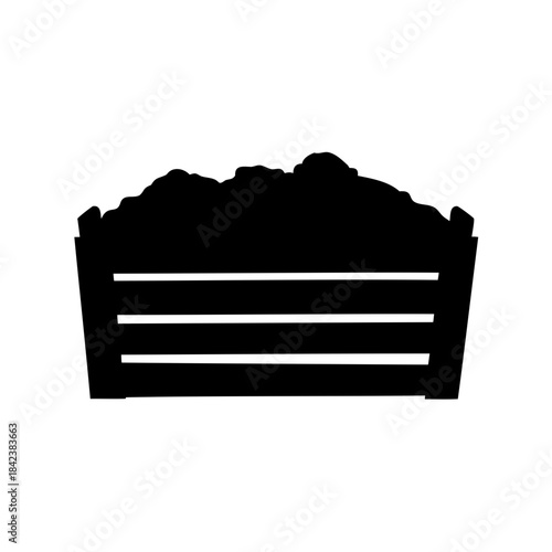 Silhouette of a wooden crate filled to the brim with contents