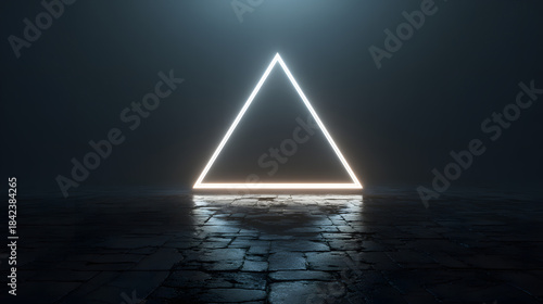 Minimalist Glowing Triangle Shape in Dark | Futuristic Abstract Geometric Design
