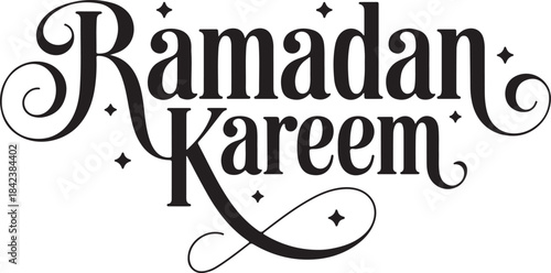 Ramadan kareem greeting with elegant typography and stars