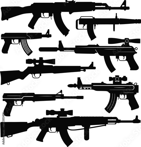 Collection of various firearms and weapons silhouettes