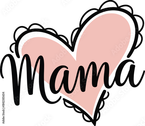 Beautiful mama heart illustration with love and care