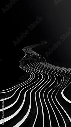 Minimalist White Lines on Black Design | Modern Abstract Geometric Art
