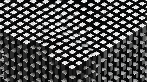 Minimalist Black and Silver Cube Pattern | Modern Abstract Geometric Design
