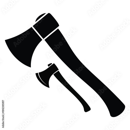 Two Axes Wood  forestry Chopping Tool equipment Silhouette Vector Set