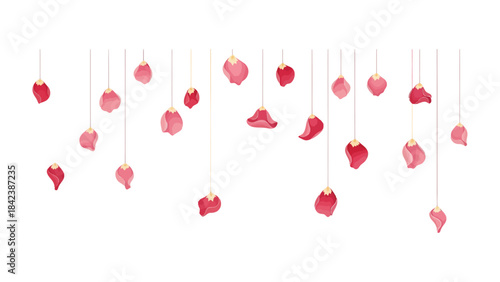 Suspended Petals of Passion: Delicate rose petals, suspended elegantly, cascade downwards. Each petal, a testament to romanticism, dances in gentle illumination.